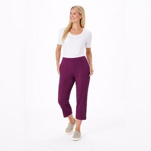 Joan Rivers Women's Cropped Ankle Relaxed Trouser Pants Merlot Size Small Petite